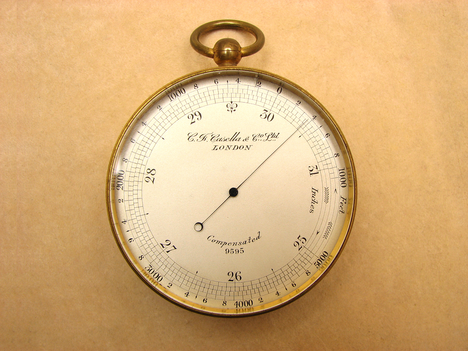 Casella pocket barometer in fitted mahogany case, early 1900's